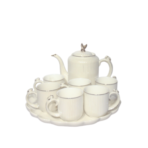 Ceramic Tea Cup Set with Tray