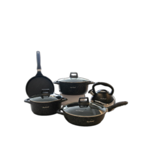Grey Granite coating 5 pcs cookware Caserole 24cm/28cmFry pan 28cmTawa- 24cm Kettle:- 3L