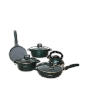 Green Granite coating 5 pcs cookware Caserole:- 24cm/28cm Fry pan:- 28cm Tawa- 24cm Kettle:- 3L