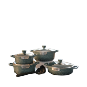 Green  4 Pieces Titanium Granite Cookwear Set 20cm-24cm-28cm- caaserole 28cm - shallow Casserole