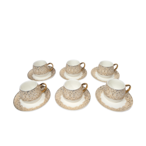 White with Gold Roses 6 tea cup set with saucer