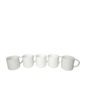 White Ceramic Letter engraved mugs