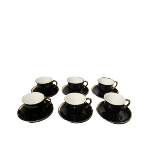 Black with Golden handle Coffee cup set 6 PCS with saucer