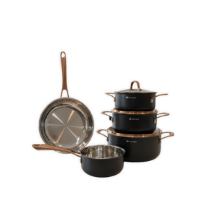 8PCS COOKLWARE SET EVANDA SERIES BLACK COLOR E-1180