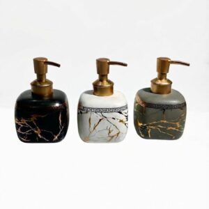 Ceramic White Black and Silver Dispensers H 13.5cm X Diameter 8cm