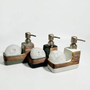 Ceramic White Black and Grey Dispensers with sponge holders