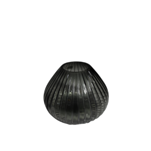 GREY VASE RIBBED WIDE