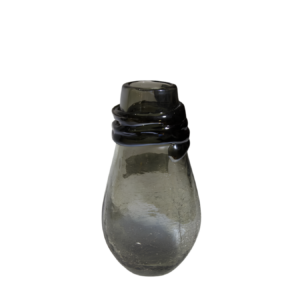 GLASS SHATTERED GREY BULB SHAPED VASE